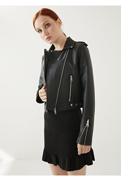 MEECY Černá kožená dámská bunda