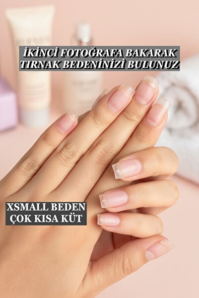 Easy Beauty 100 Adet Jel Tips XSMALL Beden Çok Kısa Küt Takma Tırnak Seti