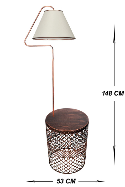 VENON Aydınlatma Lambader Rose Sehpalı Üçgen Siyah Bakır Patine (rose Çember) Krem Şapka