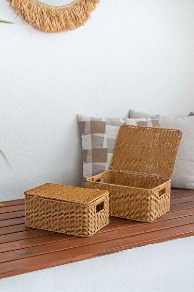 KaiHome Bambu/Rattan 3lü Çok Amaçlı Hasır Düzenleyici/Organizer/Sepet/Banyo Düzenleyici
