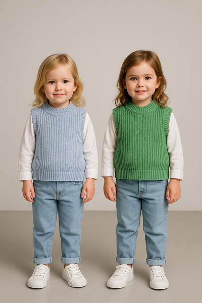 Nimini Kids Preschool Nursery Kindergarten Crew Neck Thessaloniki Knitted Sweater Unisex Baby Kids Sweater (0-5 Years)