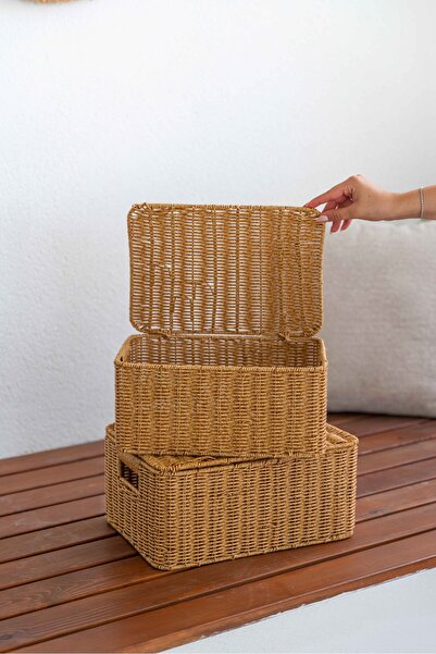 KaiHome Bambu/Rattan 3lü Çok Amaçlı Hasır Düzenleyici/Organizer/Sepet/Banyo Düzenleyici