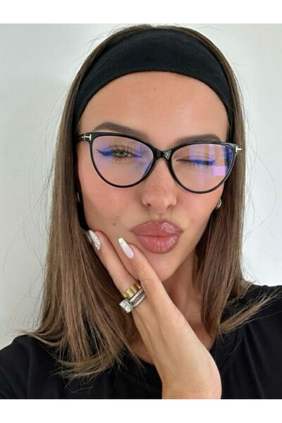 funeyes River Siyah Cat eye Metal Aksesuarlı Mavi Işık Korumalı Blue Block Gö...