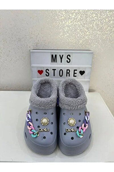 Akınal Bella Γυναικείες χειμερινές παντόφλες σε στυλ πέτρας Ice Grey