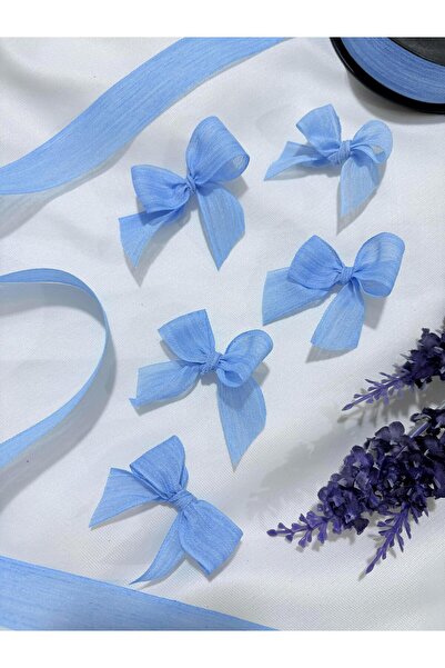 NaturessCo Blue Pearl-Free Gift Decoration Linen Ribbon Ready-Made Bow - 25 P...