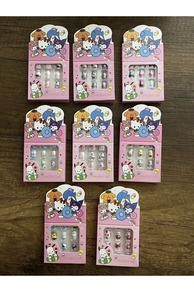 synshop 1 Paket Kuromi Sanrio Çocuk Takma Tırnak Yapışkanlı