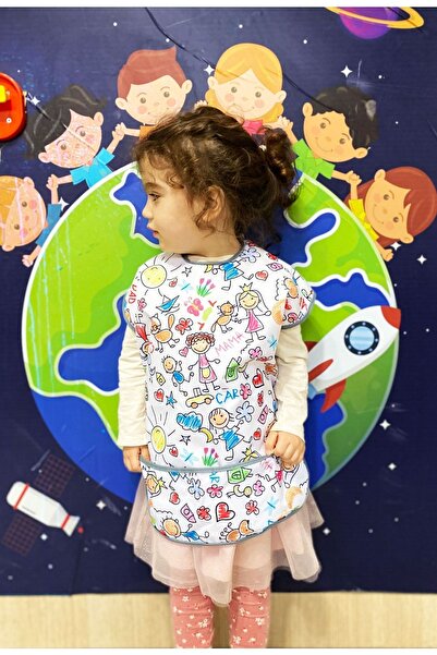 yorni 3-6 Yaş, Family Kısa Kollu, Sıvı Geçirmez Önlük, Makinede Yıkanabilir, ...