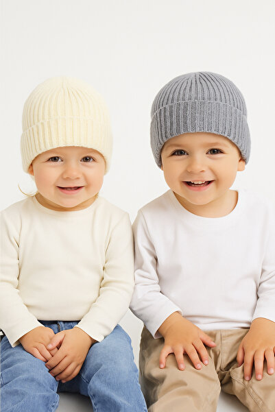Baby Cais Collection طقم قبعة للأطفال والرضع مكون من قطعتين، قبعة شتوية محبوكة للجنسين من سن 1 إلى 8 سنوات