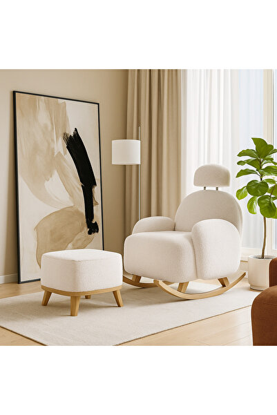 MİZART Elit Berjer Sallanır Sandalye & Emzirme Koltuğu Puf Sallanan Koltuk