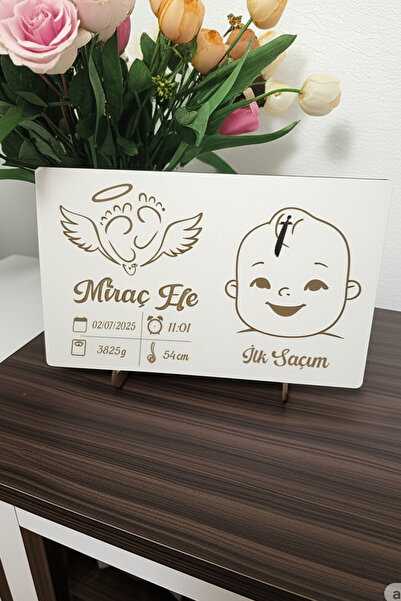 Defne Sepeti My First Hair for Baby Boy - Weight Length Date Birth Time Memory Frame