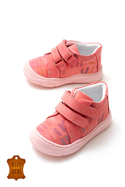 lina step حذاء أول خطوة للفتيات الصغيرات مصنوع من الجلد الطبيعي مع نعل طبي مخيط