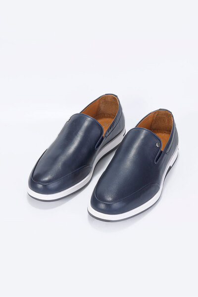 Vantaggio Неоновий темно-синій 100% натуральна шкіра Мокасини чоловічі туфлі