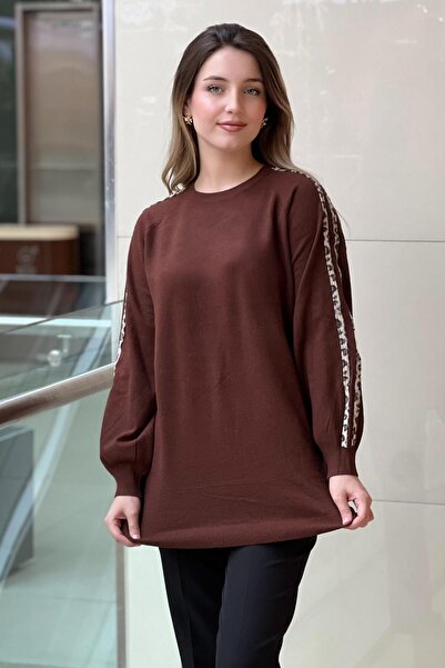 Mahal Crochet Knitwear Leopard Striped Knitwear Tunic