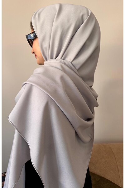 birdsclothes Gri Premium Soft Pamuk Saten Şal | Dökümlü, Kaymaz, 4 Mevsim