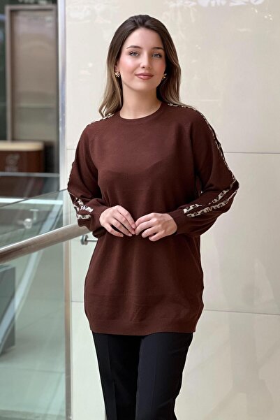 Mahal Crochet Knitwear Leopard Striped Knitwear Tunic