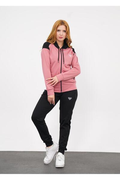 LF LAST FASHION Σετ γυναικεία αθλητική φόρμα με κουκούλα 2 τεμαχίων Dusty Rose