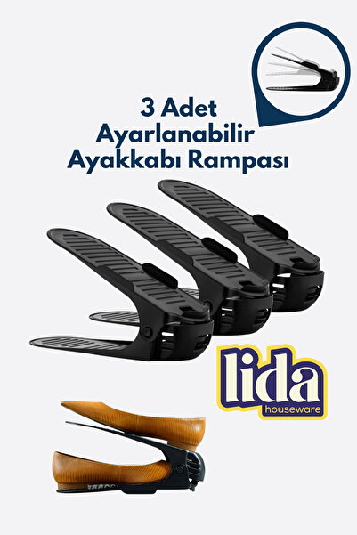 Lida Houseware 3 قطع من منحدرات الأحذية القابلة للتعديل - منظم وموفر للمساحة