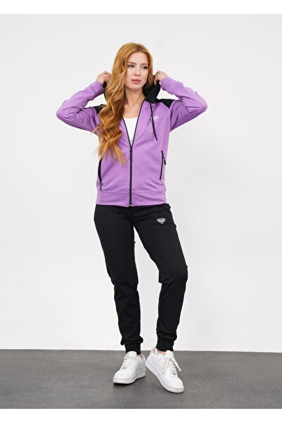 LF LAST FASHION Kapucnis lila 2 részes női tréningruha szett