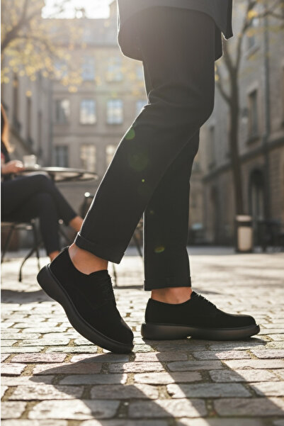 TUNAELLİ PANTOFI BĂRBAȚI, PIELE NATURALĂ, KIȚĂ, SUEDE NEGRĂ, TALPĂ EVA, CU și...