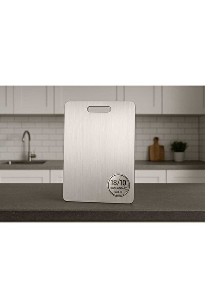 ENASHOP 304 Paslanmaz Çelik Kesme Tahtası 35 x 24 cm
