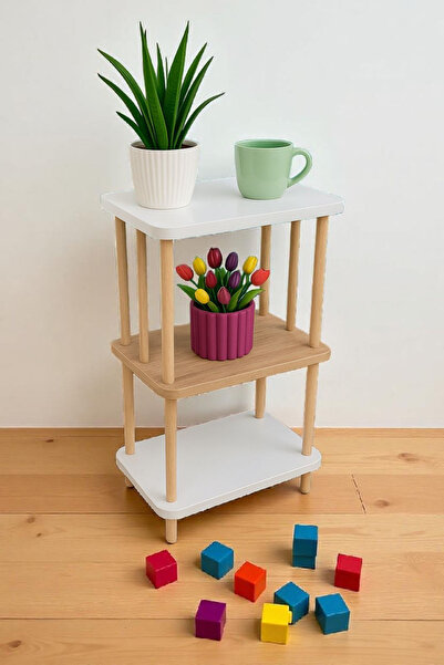 HESA Çocuk komodin ve şifonyer çok amaçlı kullanım kolay montaj Beyaz Çam des...