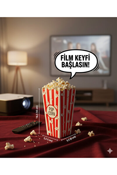 BAKOM AMBALAJ 20 Pieces Popcorn Popcorn Box Small Size