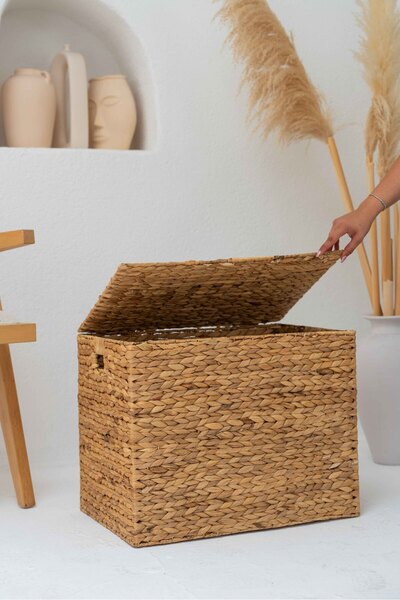 KaiHome Hasır Su Sümbülü Kapaklı Sandık Model Düzenleyici/organizer/çamaşır Sepeti