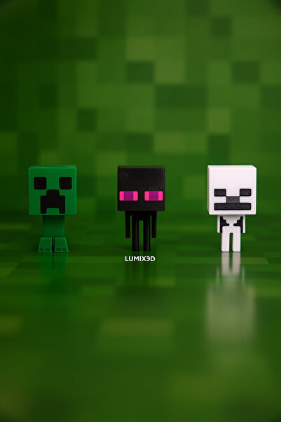 3 Pieces Minecraft Mini Figure Set (Enderman-Creeper-Skeleton)