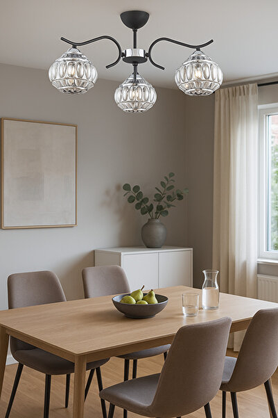 ESSLİGHT Elmas 3 Lü Plafonyer Avize Salon Mutfak Yatak Odası