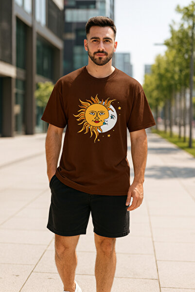 UNCİA OUTDOORS Βαμβακερό πολύχρωμο μπλουζάκι Unisex με στάμπα φεγγαριού και ή...