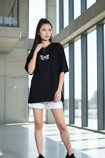 UNCİA OUTDOORS Βαμβακερό μπλουζάκι με μινιμαλιστικό σχέδιο και στάμπα, oversi...