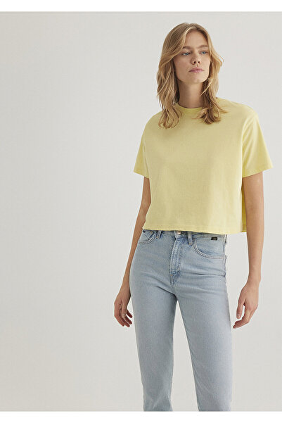 Mavi Bisiklet Yaka Sarı Basic Tişört Boxy Fit 1611651-71303