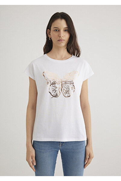 Mavi Butterfly Printed White T-Shirt Regular Fit 1613023 -620