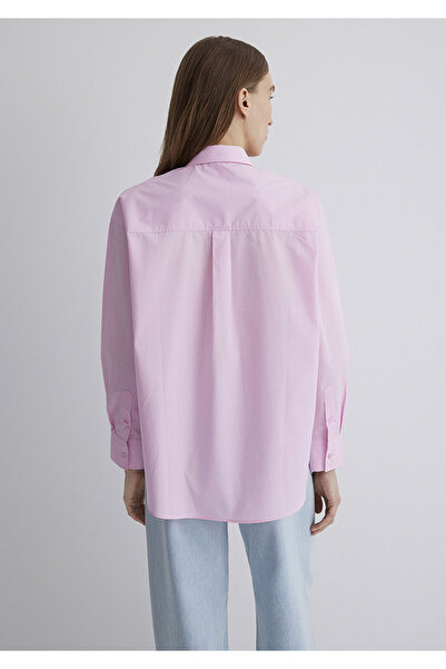 Mavi Pembe Poplin Gömlek Oversize / Geniş Kesim 1210103-70973