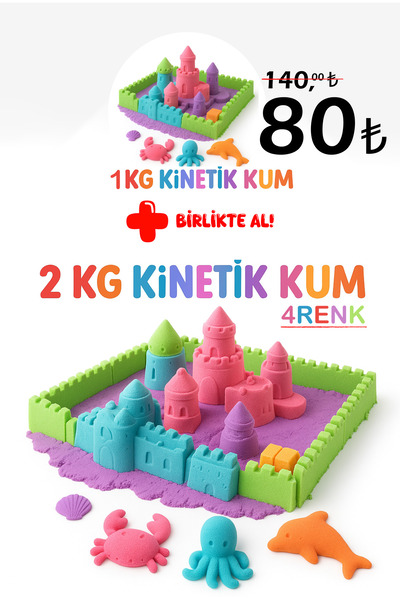 HEROES KİNETİK KUM 4 RENK 2 KG. OY UN KUMU - 8 ADET OYUN KALIPLARI HEDİYE