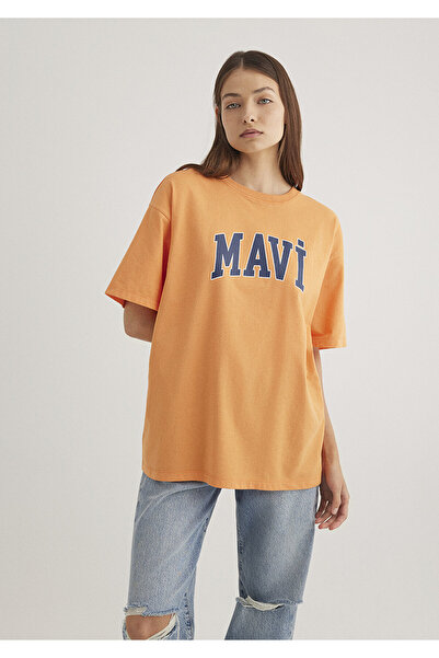 Mavi Logo Printed Orange T-Shirt Oversize / Wide Cut 1600843-71407