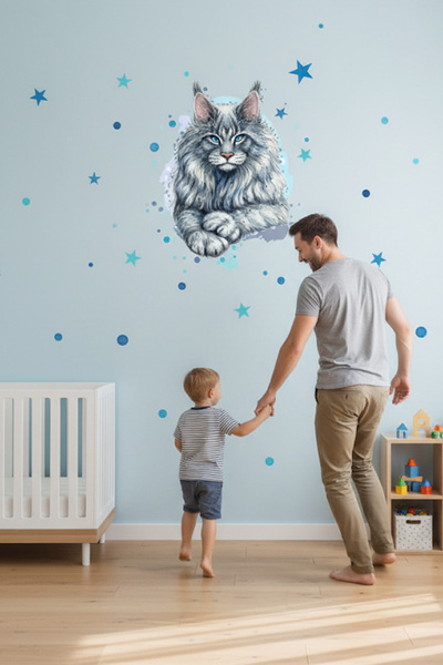 KT Decor Modern Noble Cat Wall Sticker - Living Room and Living Room