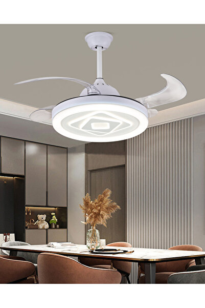 Genel Markalar Tavan Vantilatörü Pervaneli Avize Kumandalı Açılır-kapanır Gizlinebilir Kanat Üç Işık Rengi-11
