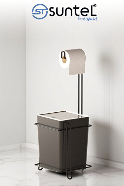 Suntel سلة مهملات الحمام الفاخرة والمطبخ ومجموعة حامل مناديل المرحاض مع حامل معدني - أنيق ومتين