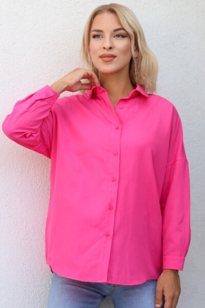 nurneva Дамска фуксия с дълъг ръкав и редовна кройка