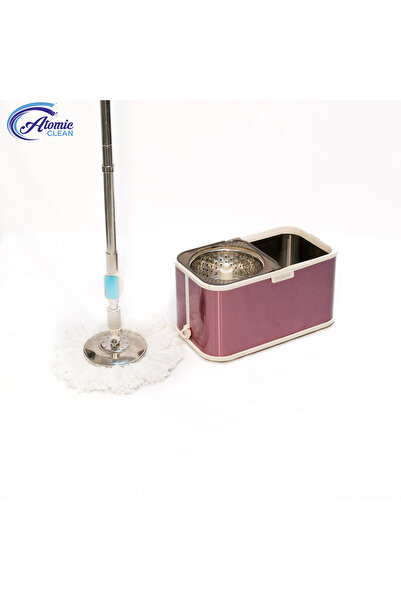 NO BRAND Stainless Steel Spin Mop and Bucket Set, Adjustable Pole, F7, Lilac