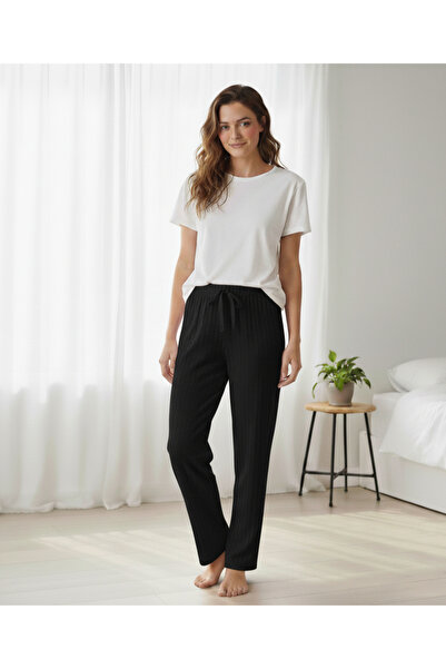 chiara grazia Pantaloni de pijama interlock cu textura moale