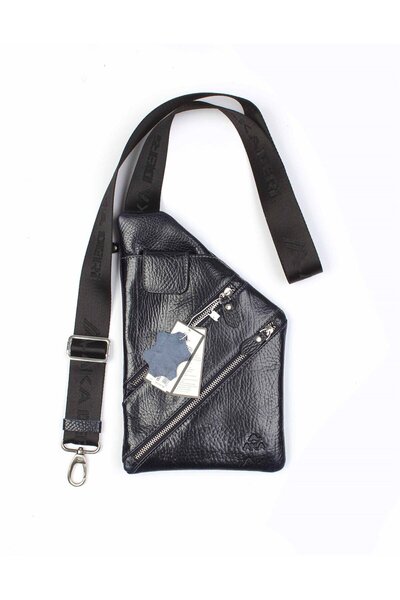 Aka Deri Leather Navy Blue Shoulder Bag 119 62