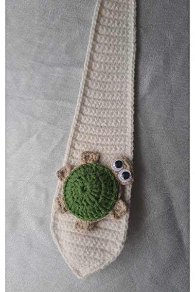 Gonulella Kaplumbağa Figürlü Özel El Örgüsü - Amigurumi Örgü Kravat Unisex