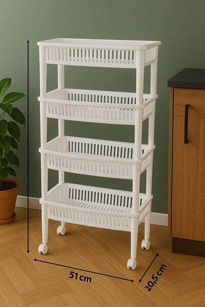 Roza's Home 4 Katlı Tekerli Tezgah Arası Raf Düzenleyici Organizer Org-77