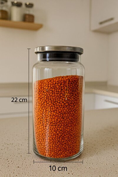 LİNGO HOME 12 Adet 1300 Ml. Vakumlu Metal kapaklı Cam Kavanoz Bakliyatlık Erzak Saklama Kabı