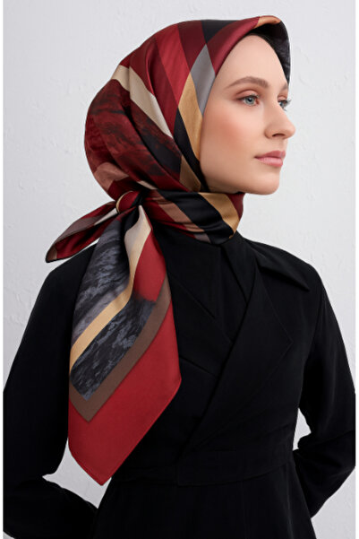 Vissona Шовковий шарф Tivil 17231 - 0028 - 0018 Темно-сірий візерунок з армуром