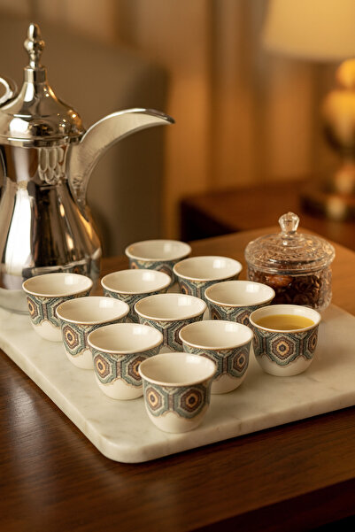 ALSAIF طقم فناجين قهوة عربية مزخرفة بتصميم عصري 12 قطعة