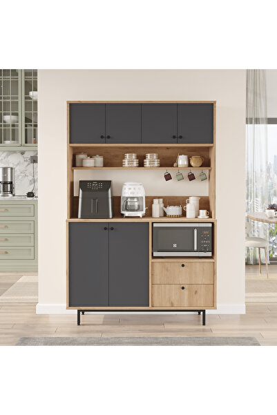 Yurupa Latte Serisi Kahve Köşesi Çok Amaçlı Dolap Mutfak Dolabı Sepet-Antrasit LAT5-SA