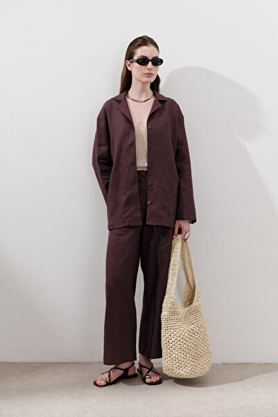 Manuka Cămașă cu mâneci largi din in, prune